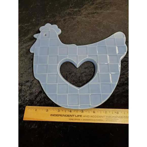 TREASURE CRAFT ROOSTER 🐓 TRIVET HOT PLATE COUNTRY FARMHOUSE RUSTIC CORNING BLUE - Picture 3 of 12
